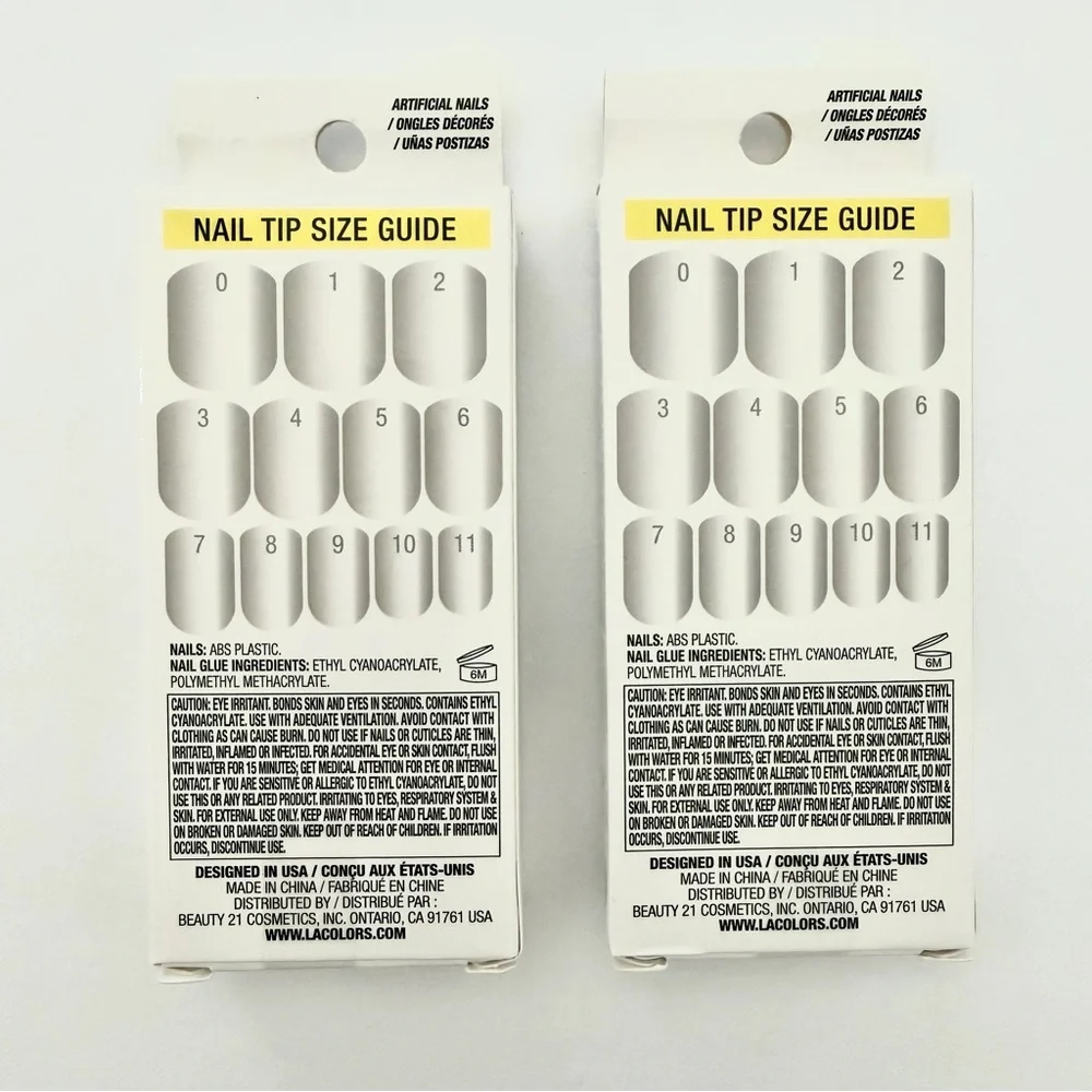 L.A. COLORS Gel On! Artificial Nail Tips & Glue Kit - White 2 Pack Bundle Set